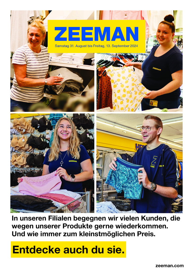 Zeeman Prospekt vom 31.08.2024, Seite 1