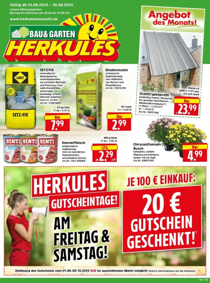 Herkules Baumarkt Prospekt vom 25.08.2025, Seite 1