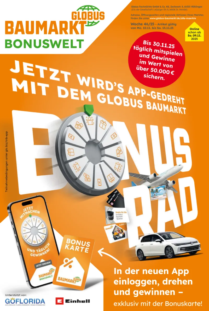 Globus Baumarkt Prospekt vom 10.11.2025, Seite 1