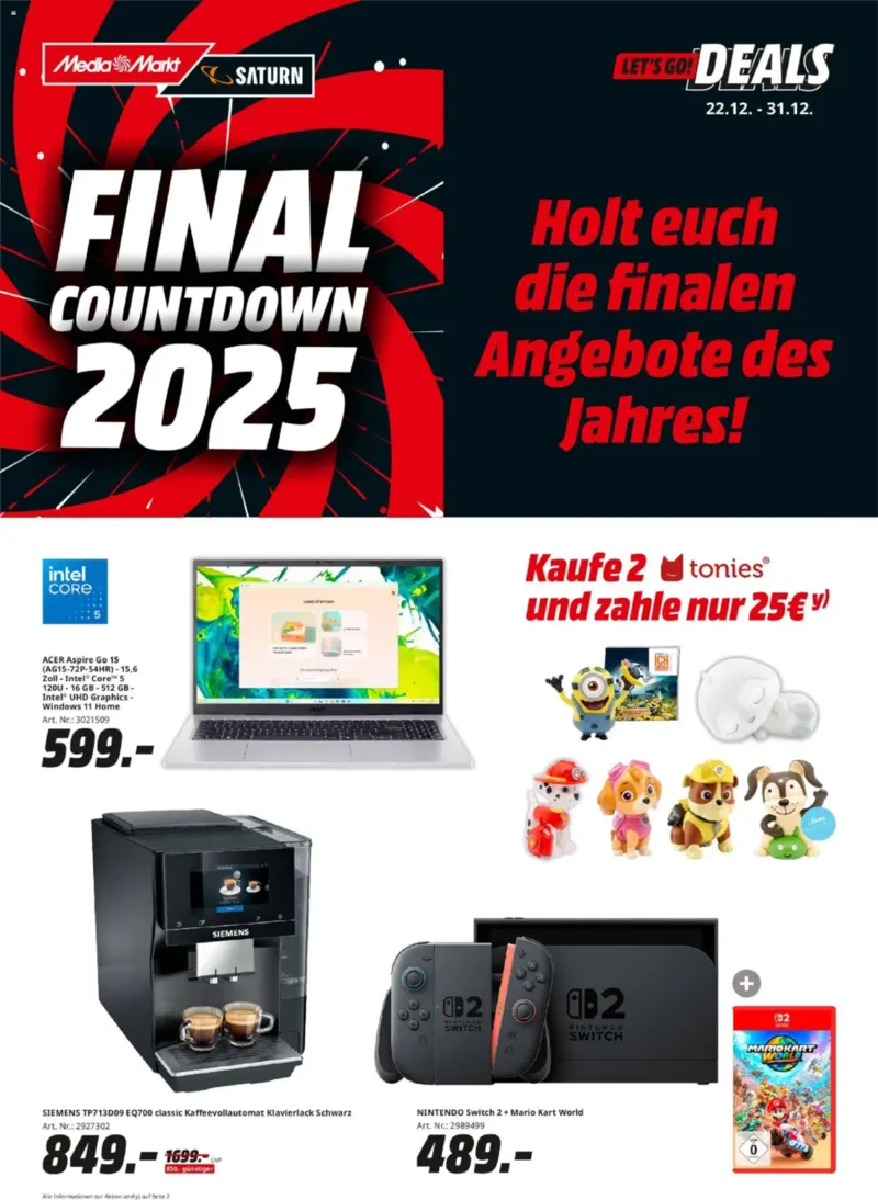 Media Markt Prospekt vom 22.12.2025, Seite 1