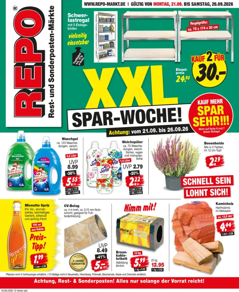 REPO-Markt Prospekt vom 21.09.2026, Seite 1