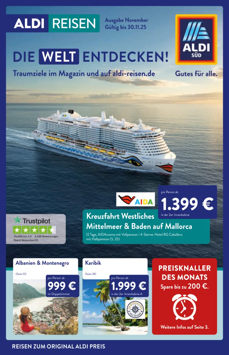 ALDI Reisen Prospekt vom 01.11.2025, Seite 1