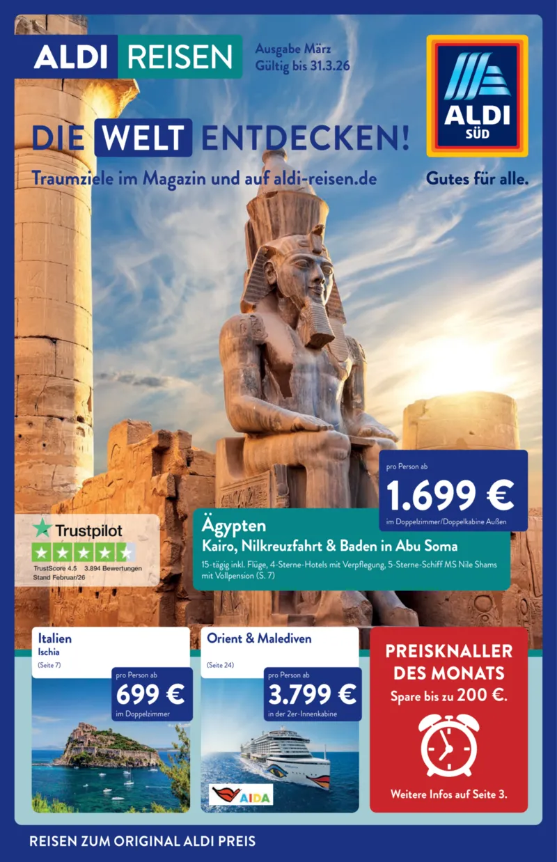 ALDI Reisen Prospekt vom 01.03.2026, Seite 1