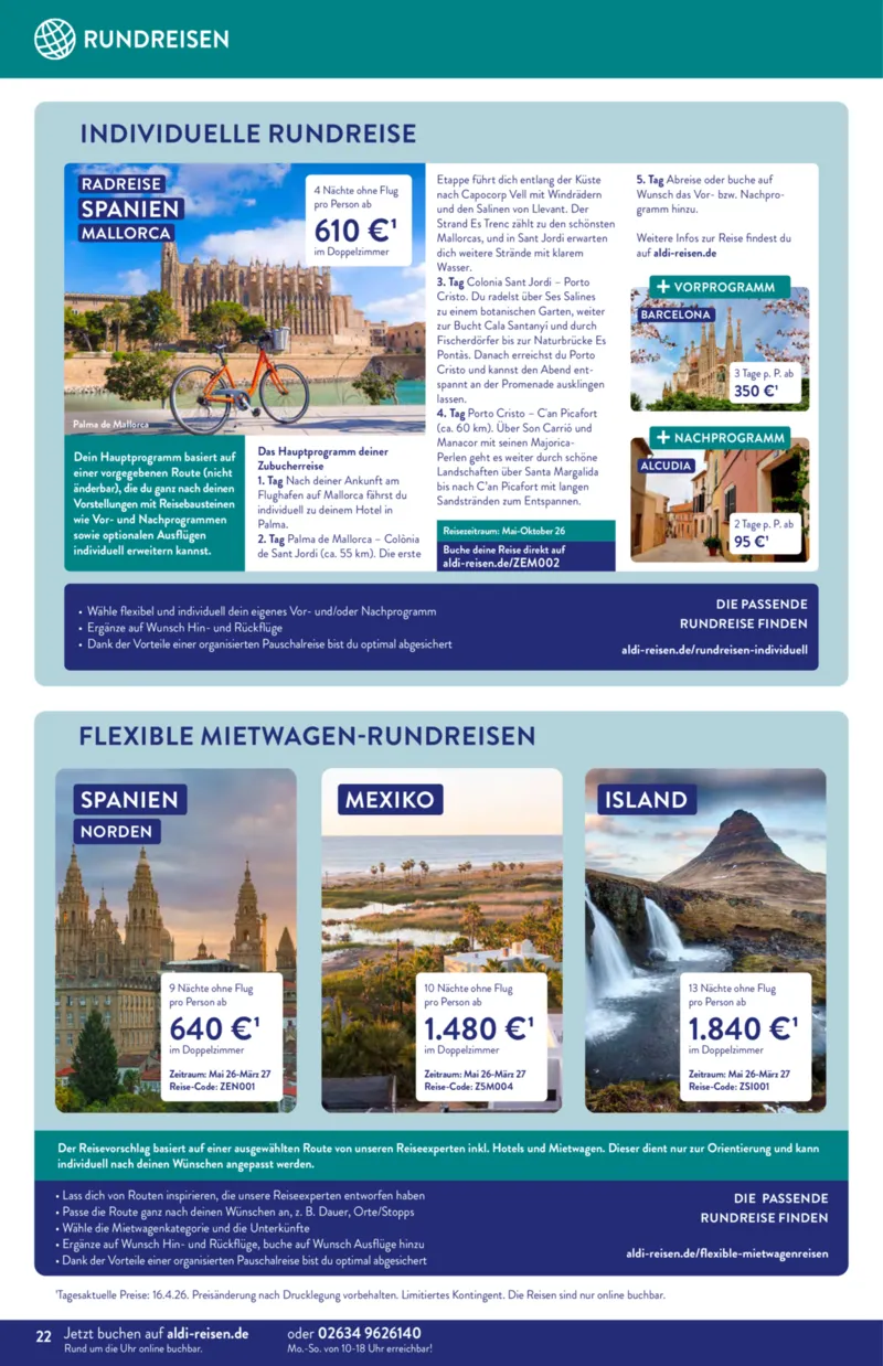 ALDI Reisen Prospekt vom 01.05.2026, Seite 22