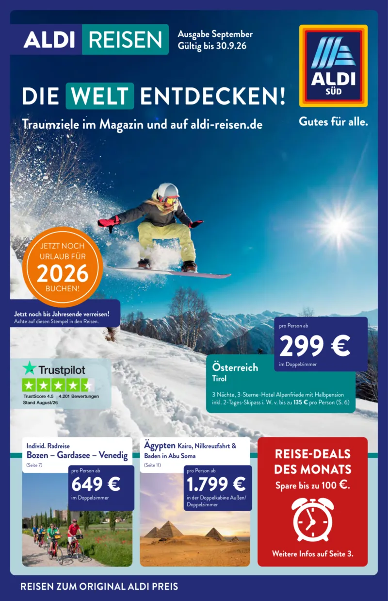 ALDI Reisen Prospekt vom 01.09.2026, Seite 1