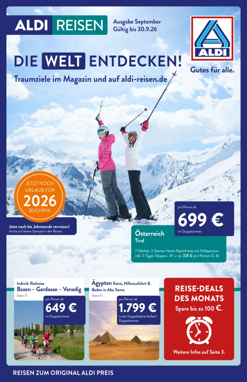 ALDI Reisen Prospekt vom 01.09.2026, Seite 1