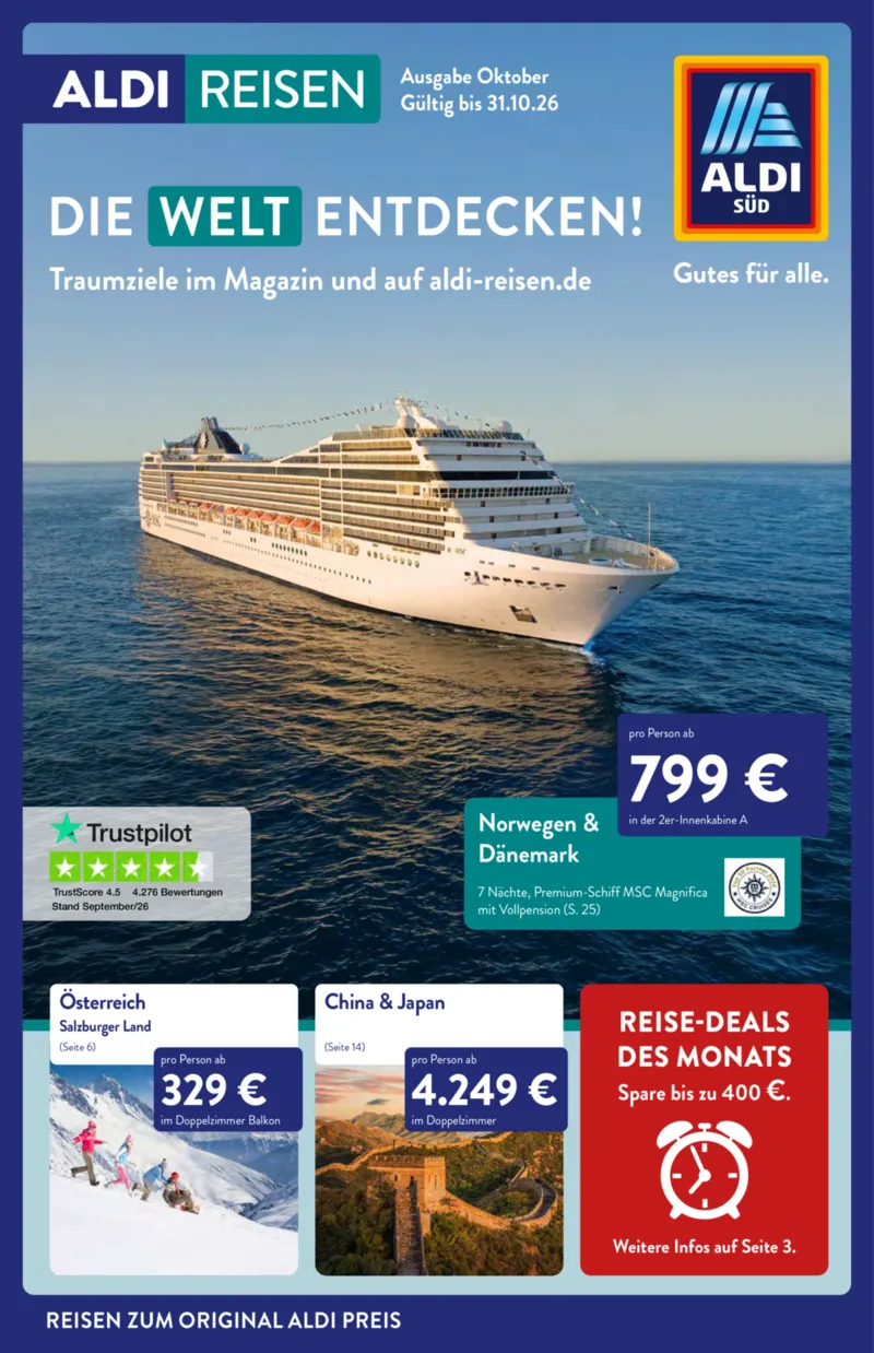 ALDI Reisen Prospekt vom 01.10.2026, Seite 1