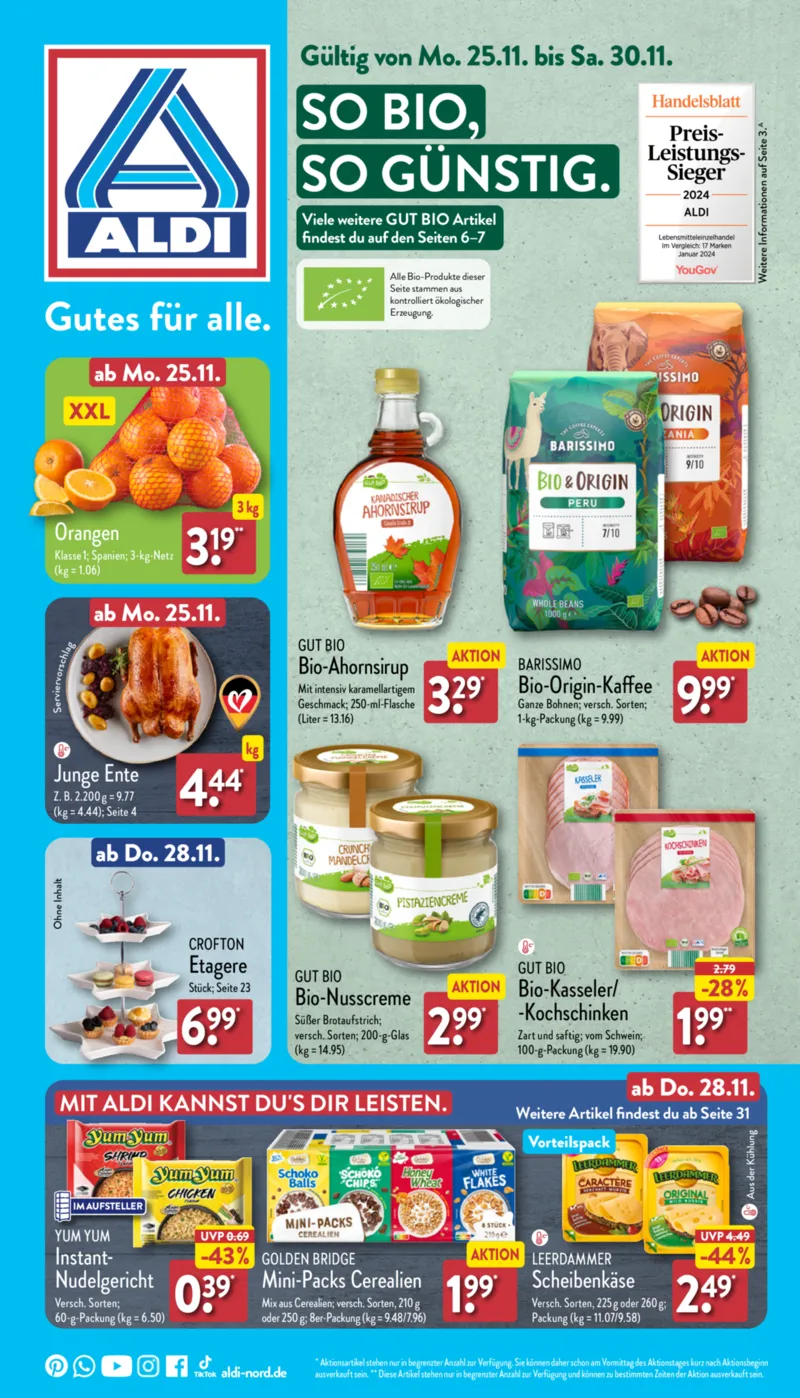 ALDI Nord Prospekt vom 25.11.2024, Seite 1