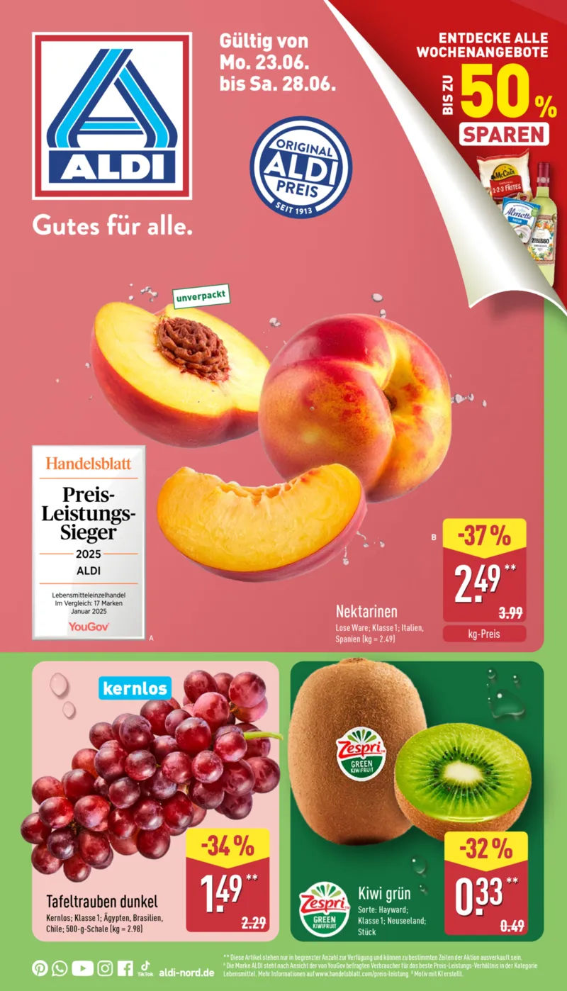 ALDI Nord Prospekt vom 23.06.2025, Seite 1