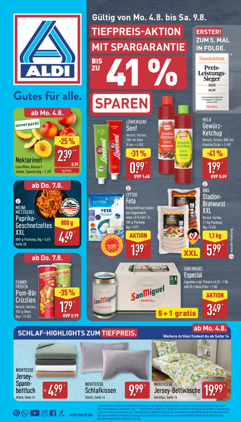 ALDI Nord Prospekt vom 04.08.2025, Seite 1