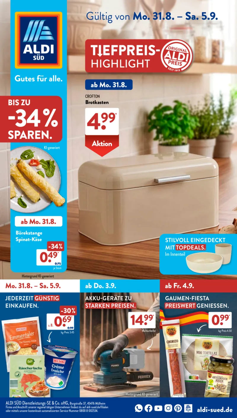 ALDI SÜD Prospekt vom 31.08.2026, Seite 1