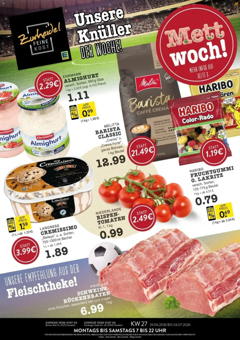 Edeka Zurheide Prospekt vom 29.06.2026, Seite 1