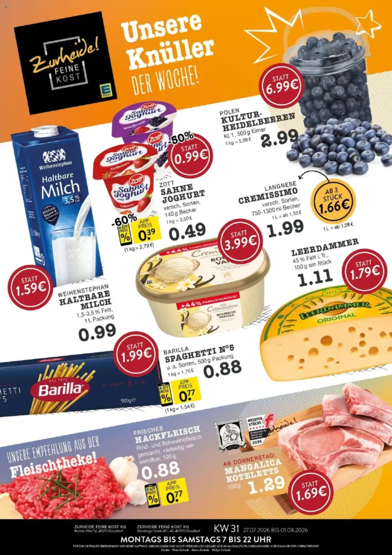 Edeka Zurheide Prospekt vom 27.07.2026, Seite 1