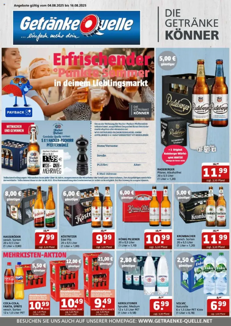 Getränke Quelle Prospekt vom 04.08.2025, Seite 1