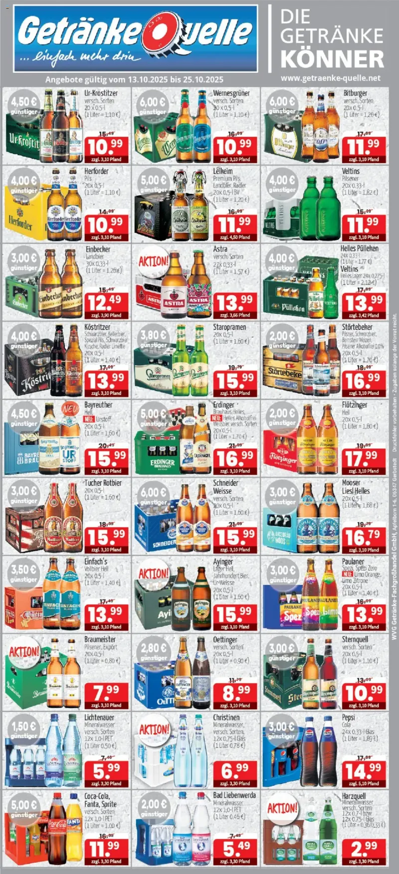 Getränke Quelle Prospekt vom 13.10.2025, Seite 1 Getränke Quelle Prospekt vom 13.10.2025, Seite 1