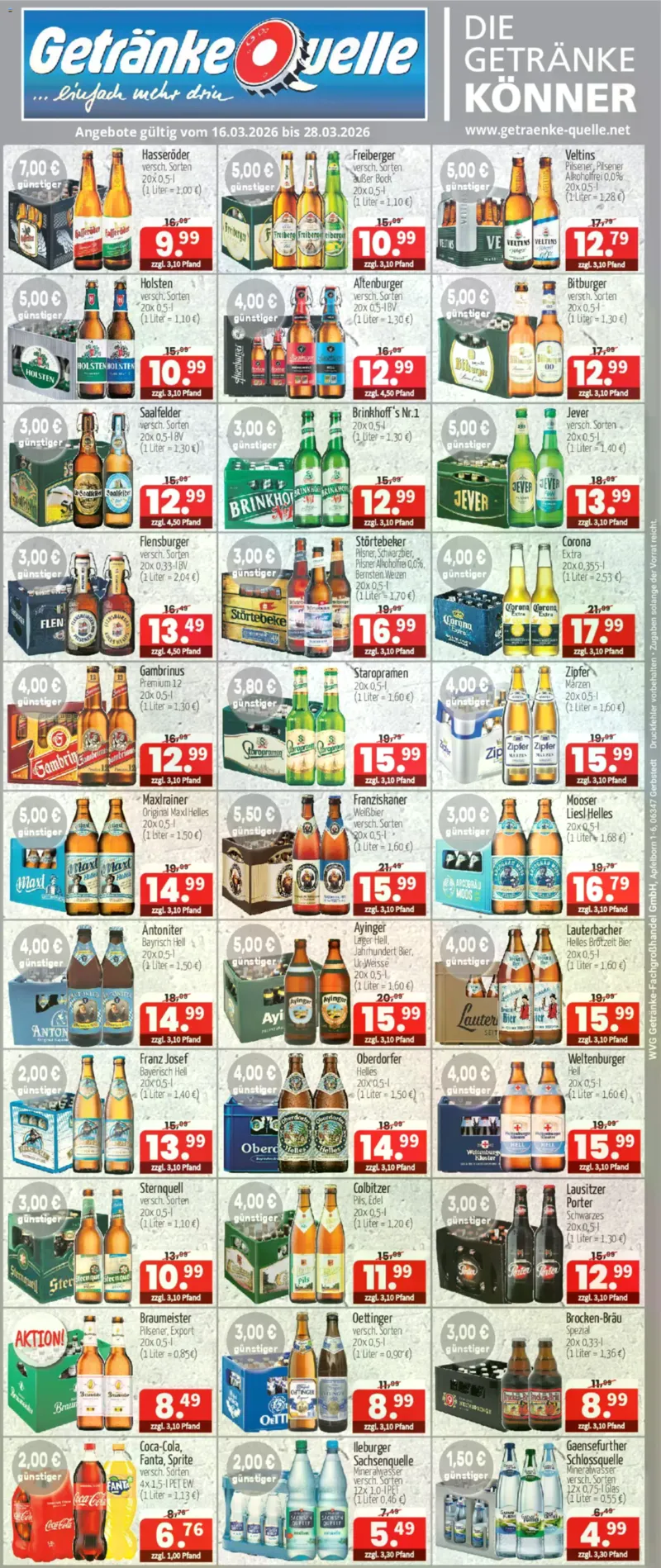 Getränke Quelle Prospekt vom 16.03.2026, Seite 1
