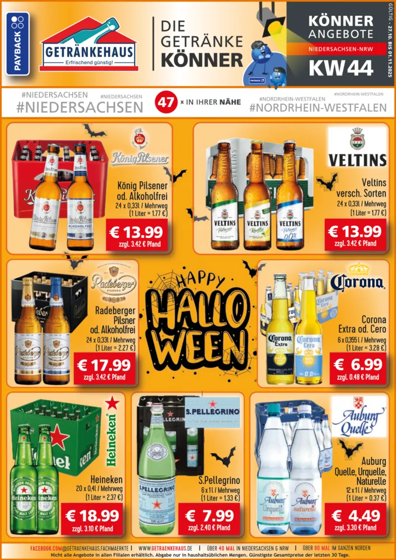 Getränkehaus Prospekt vom 27.10.2025, Seite 1 Getränkehaus Prospekt vom 27.10.2025, Seite 1