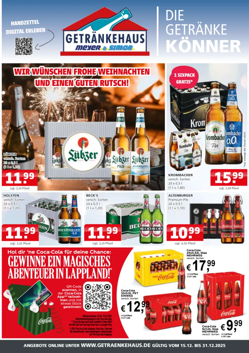 Getränkehaus Prospekt vom 15.12.2025, Seite 1