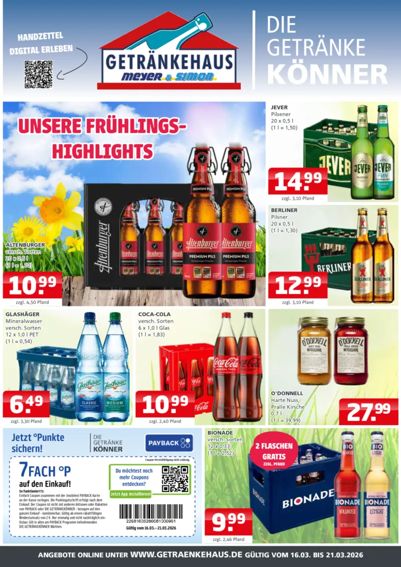 Getränkehaus Prospekt vom 16.03.2026, Seite 1