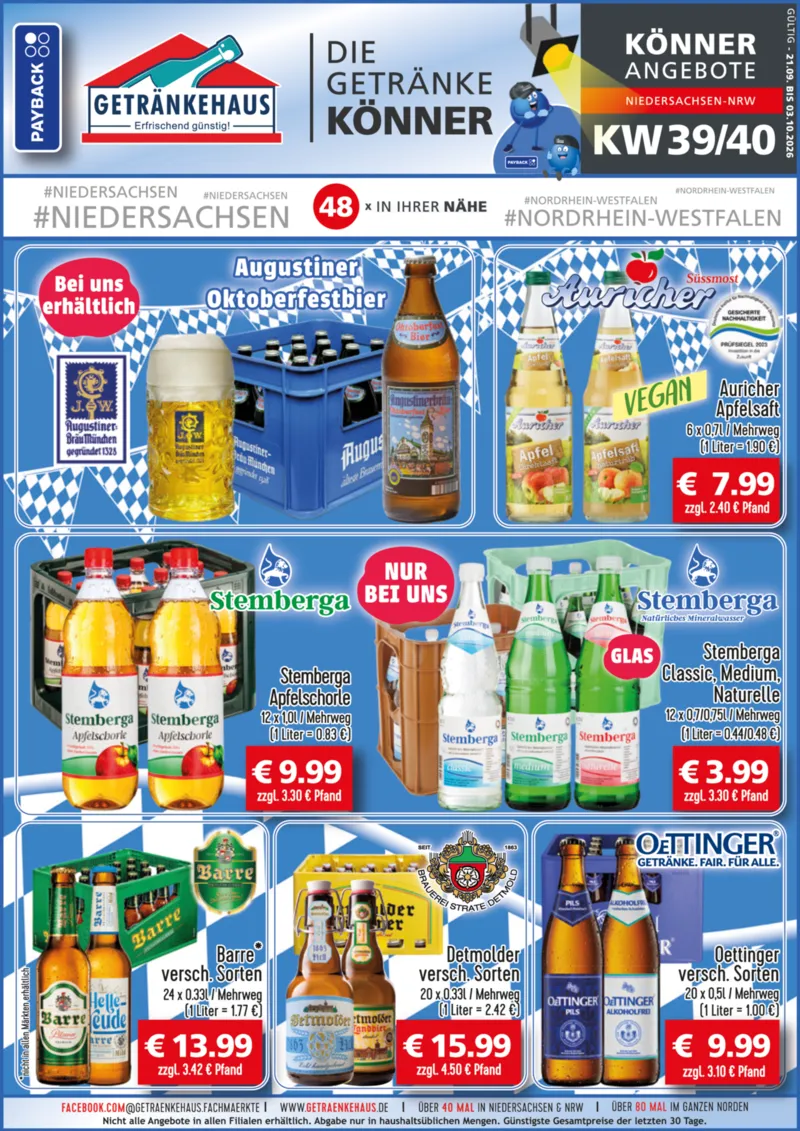 Getränkehaus Prospekt vom 21.09.2026, Seite 1