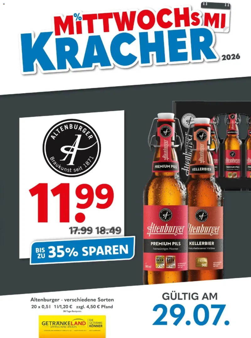 Getränkeland Prospekt vom 29.07.2026, Seite 1