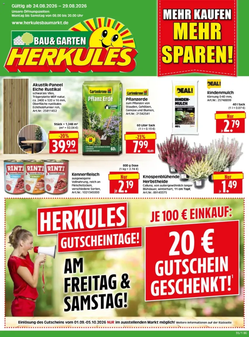 Herkules Baumarkt Prospekt vom 24.08.2026, Seite 1