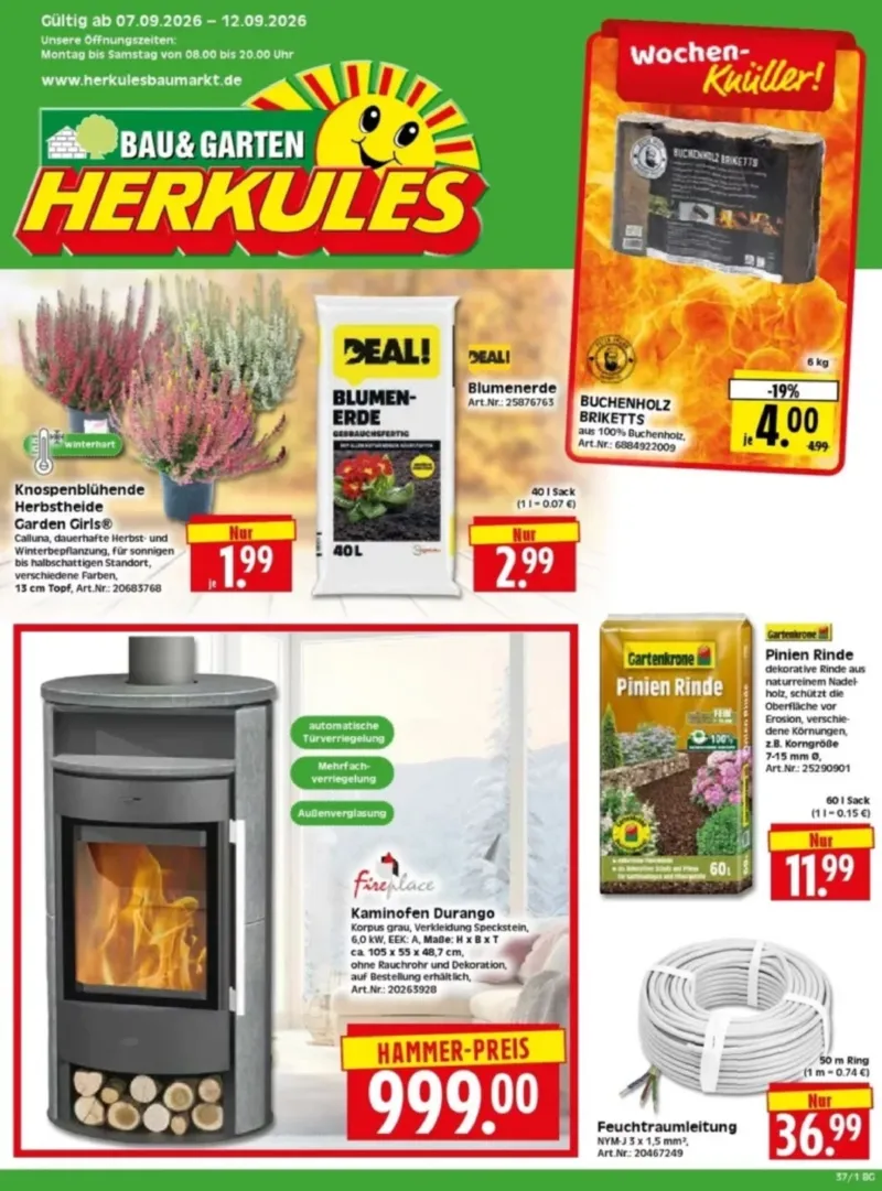 Herkules Baumarkt Prospekt vom 07.09.2026, Seite 1