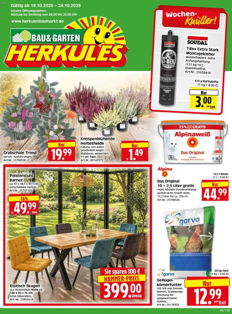 Herkules Baumarkt Prospekt vom 19.10.2026, Seite 1