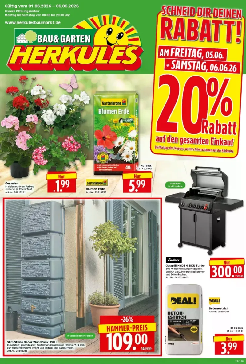 Herkules Baumarkt Prospekt vom 01.06.2026, Seite 1