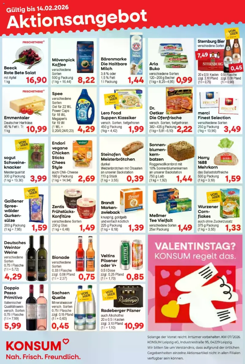 KONSUM Leipzig Prospekt vom 09.02.2026, Seite 1