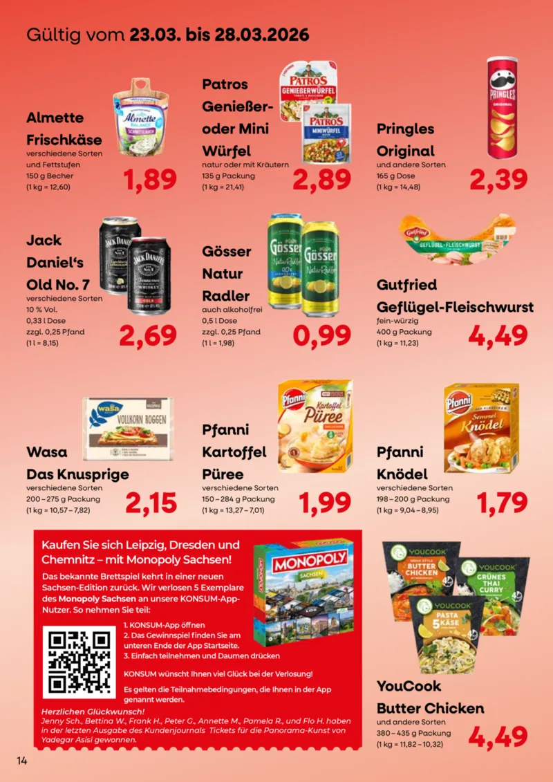 KONSUM Leipzig Prospekt vom 23.03.2026, Seite 14