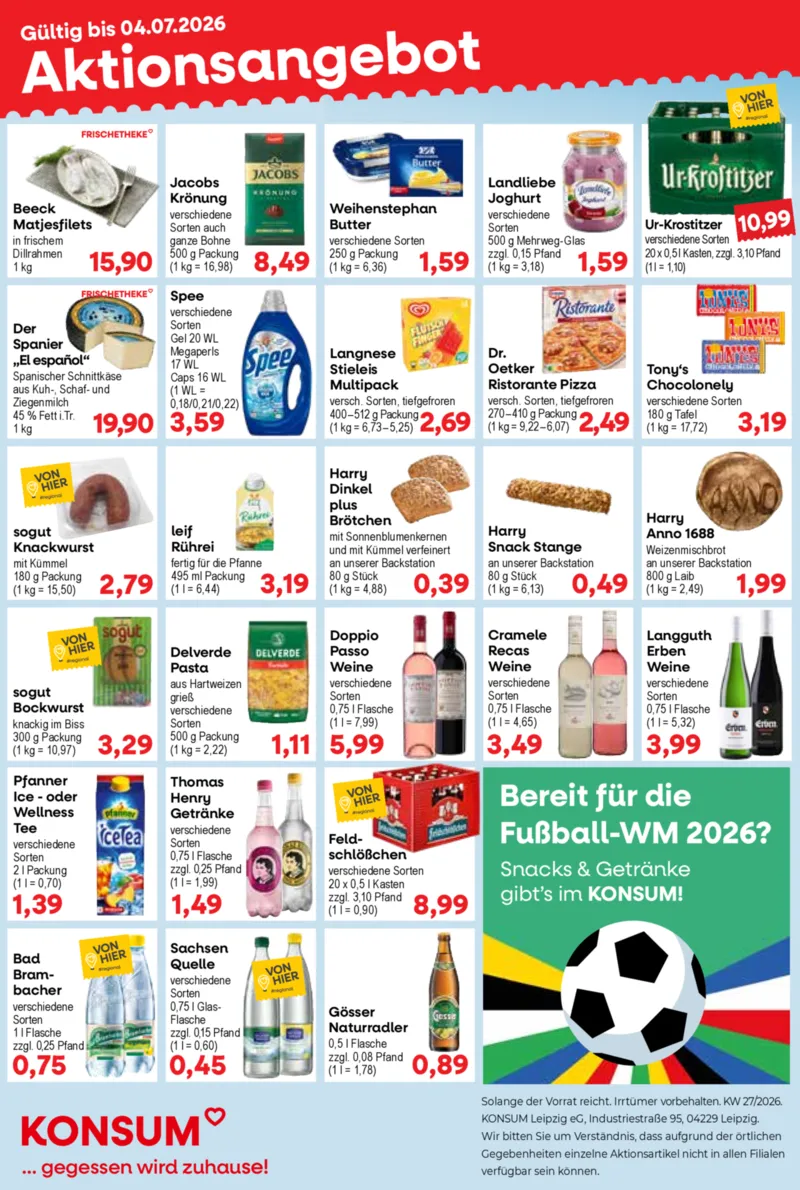 KONSUM Leipzig Prospekt vom 29.06.2026, Seite 1
