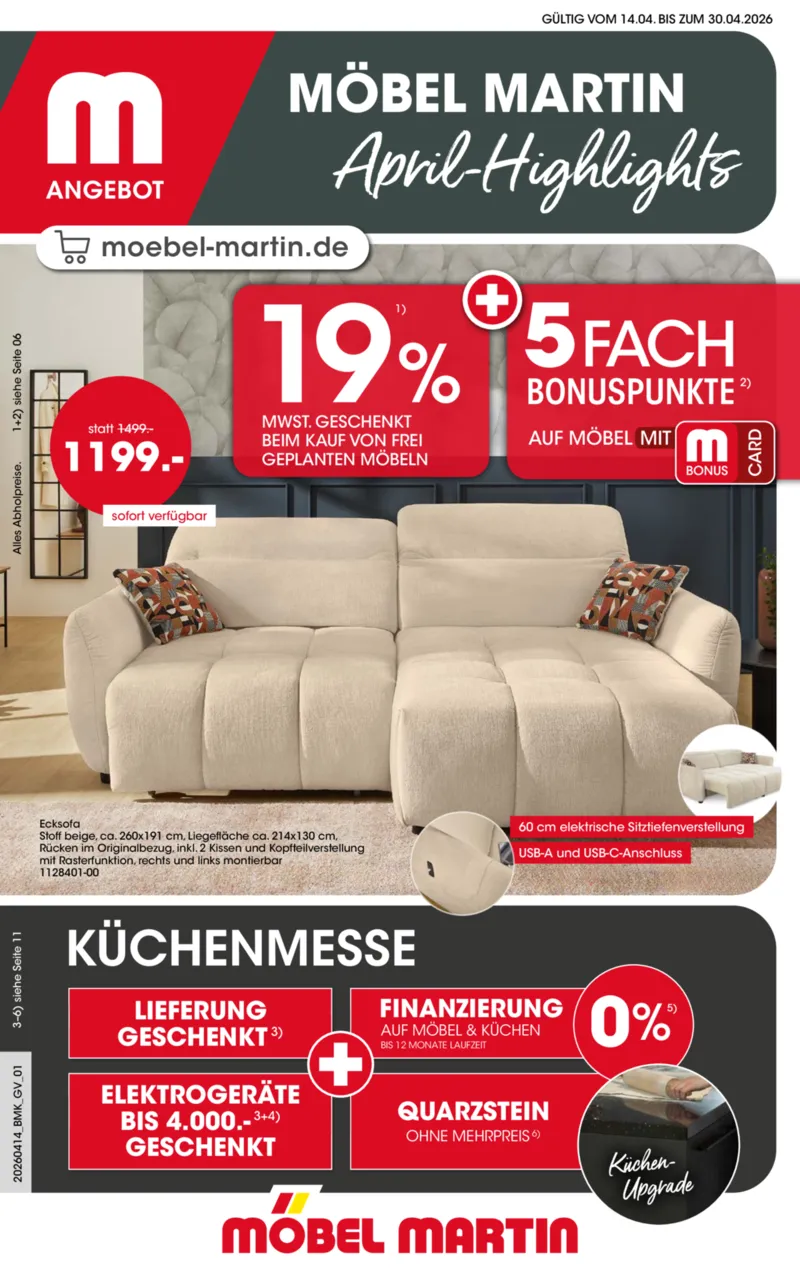Möbel Martin Prospekt vom 14.04.2026, Seite 1