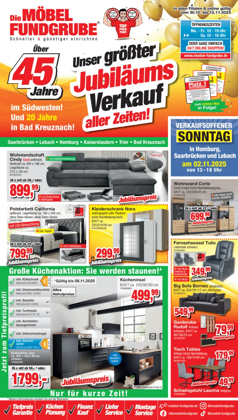 Möbelfundgrube Prospekt vom 30.10.2025, Seite 1