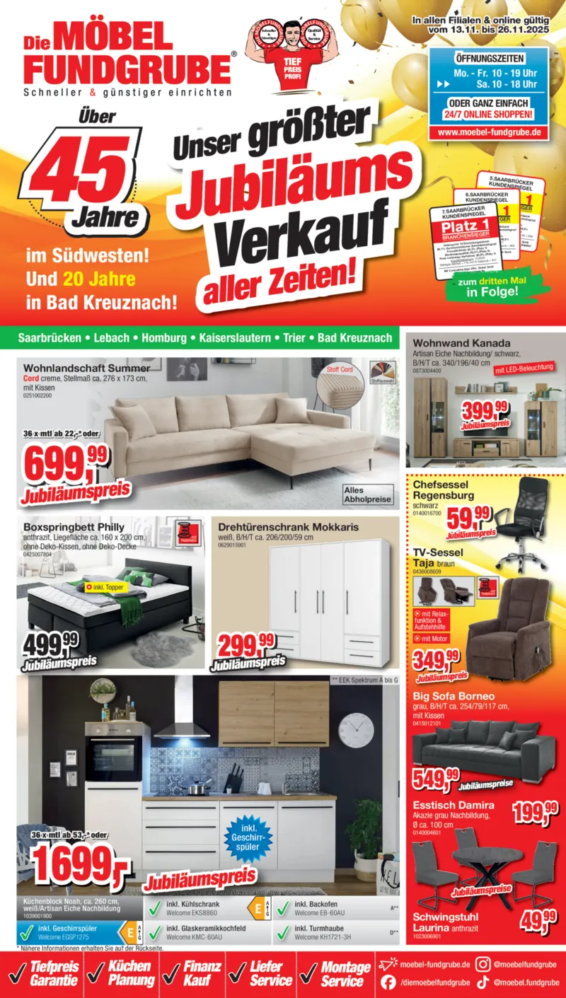 Möbelfundgrube Prospekt vom 13.11.2025, Seite 1