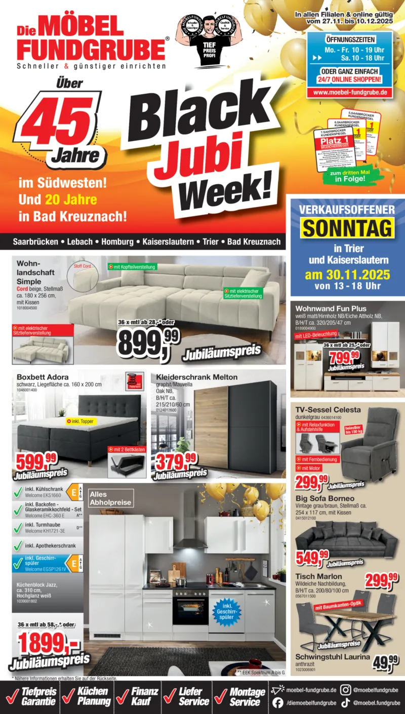 Möbelfundgrube Prospekt vom 27.11.2025, Seite 1
