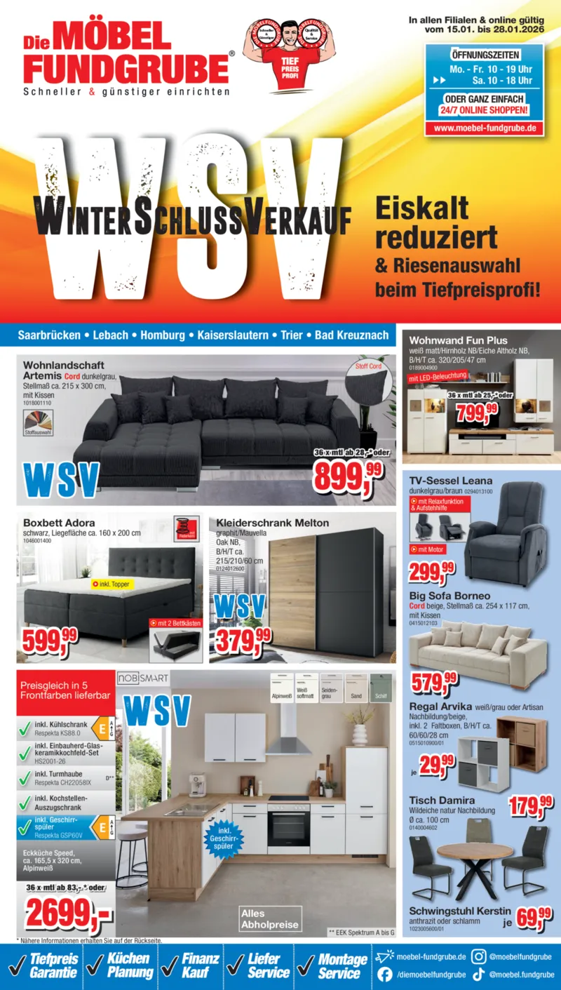 Möbelfundgrube Prospekt vom 15.01.2026, Seite 1