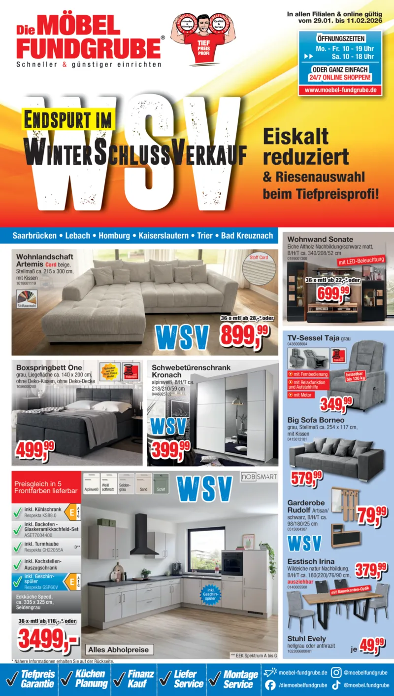 Möbelfundgrube Prospekt vom 29.01.2026, Seite 1