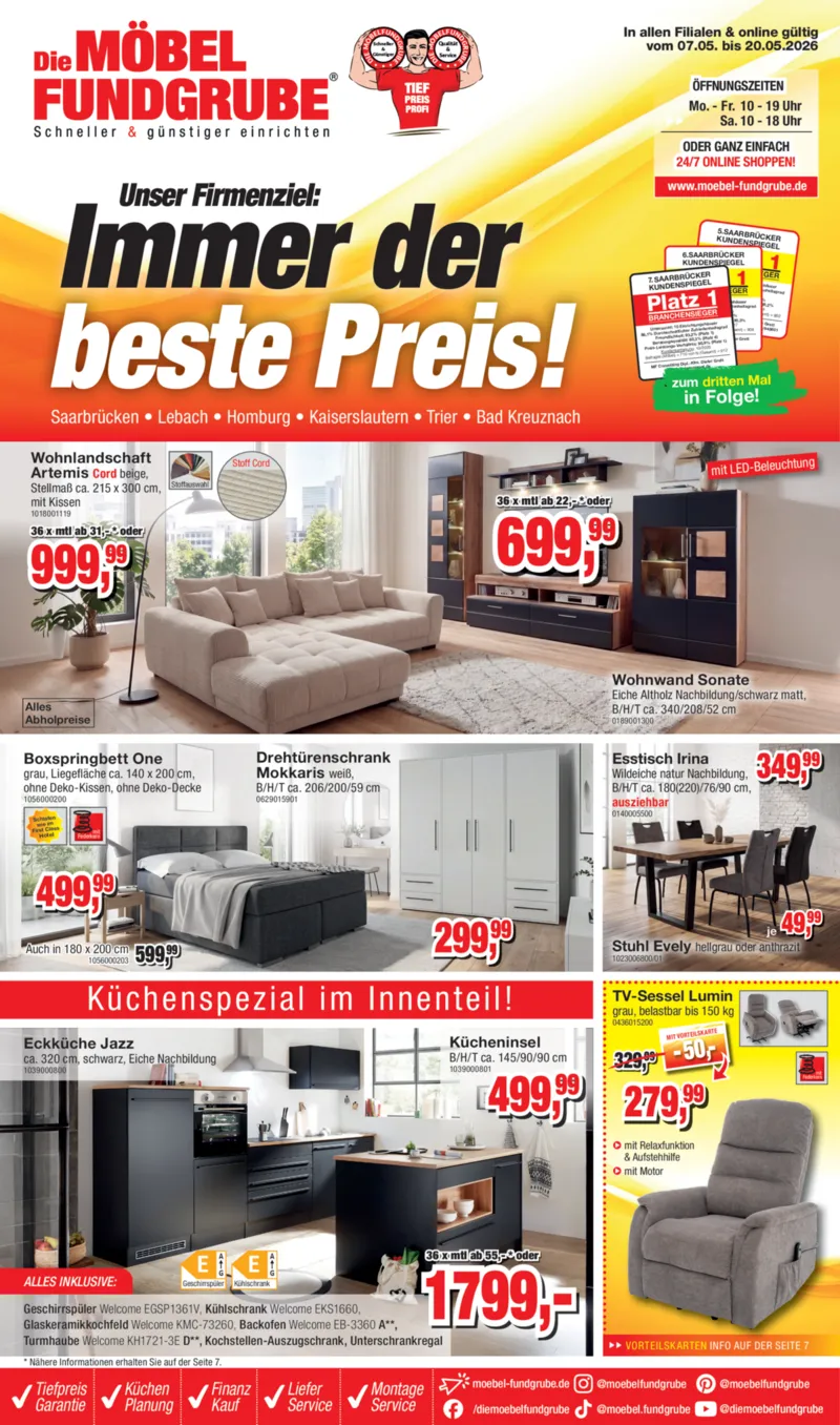 Möbelfundgrube Prospekt vom 07.05.2026, Seite 1