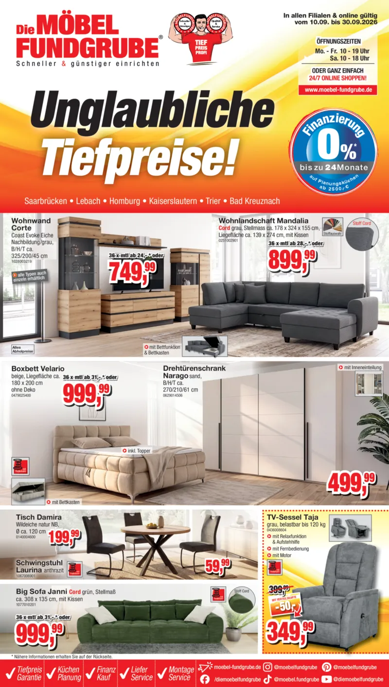 Möbelfundgrube Prospekt vom 10.09.2026, Seite 1