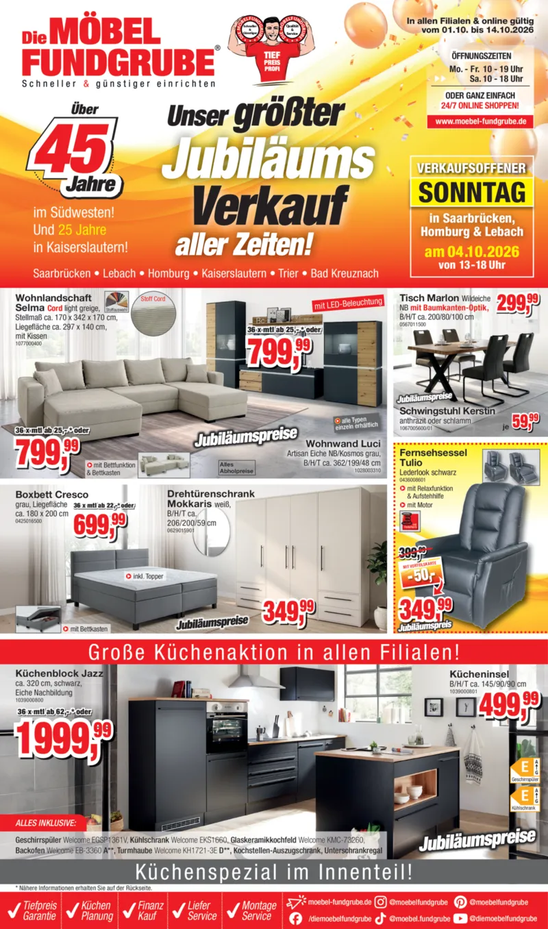 Möbelfundgrube Prospekt vom 01.10.2026, Seite 1