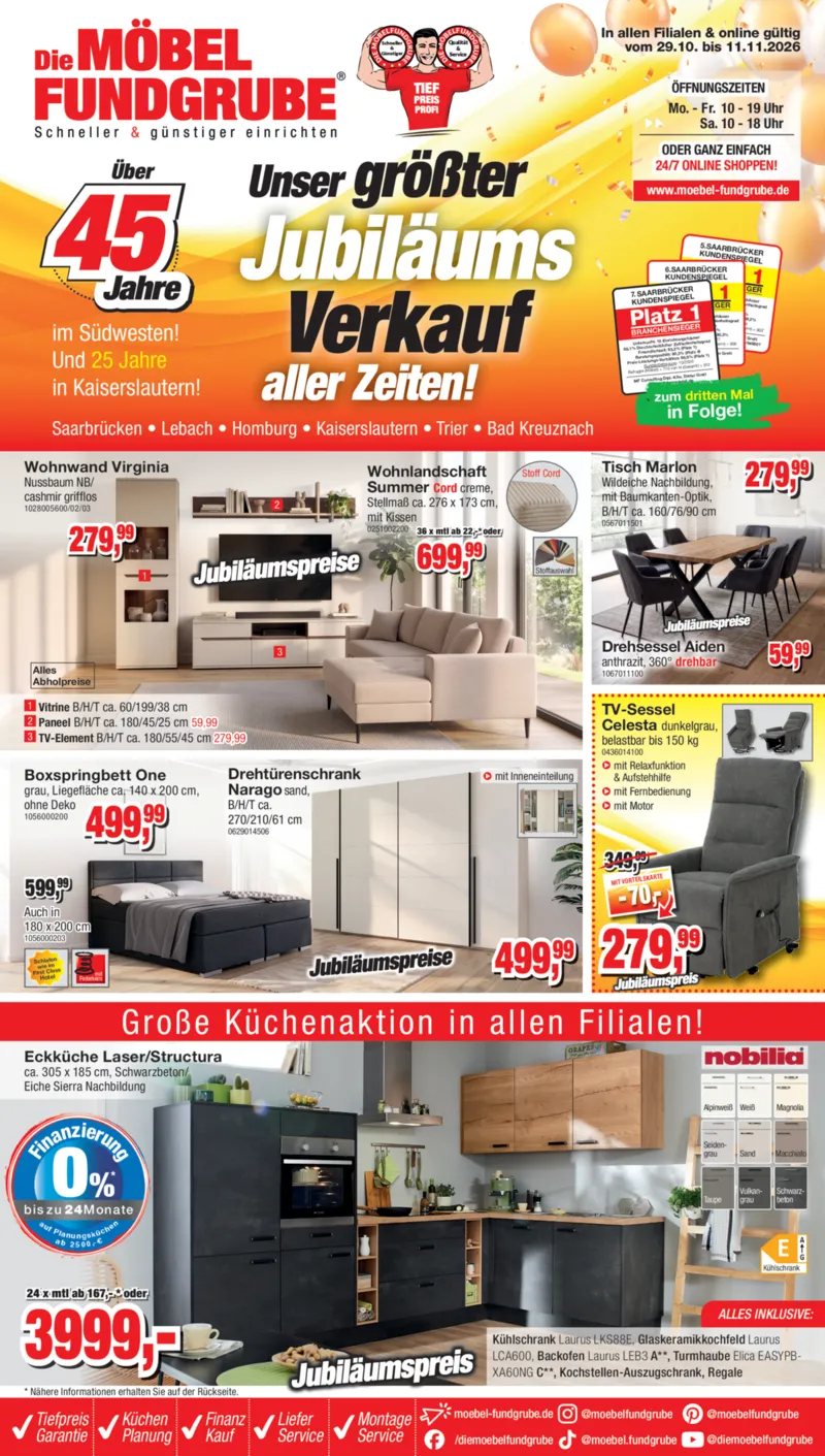 Möbelfundgrube Prospekt vom 29.10.2026, Seite 1