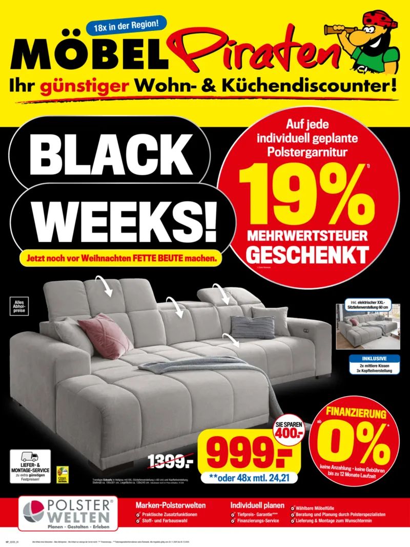 Möbelpiraten Prospekt vom 22.11.2025, Seite 1