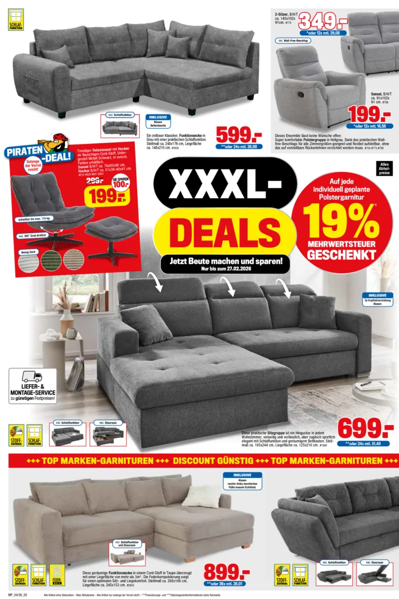 Möbelpiraten Prospekt vom 14.02.2026, Seite 2