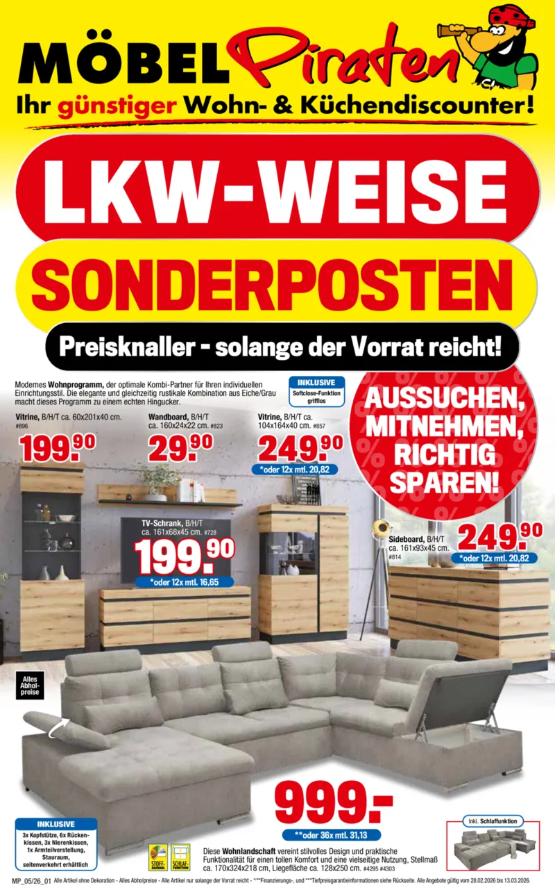 Möbelpiraten Prospekt vom 28.02.2026, Seite 1