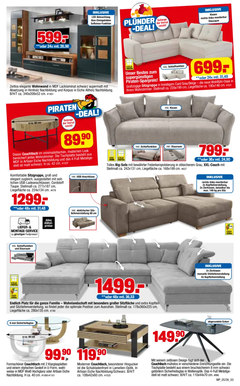 Möbelpiraten Prospekt vom 28.02.2026, Seite 3