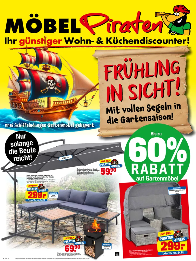 Möbelpiraten Prospekt vom 28.03.2026, Seite 1