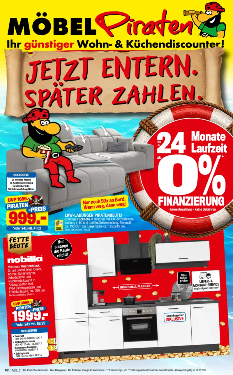 Möbelpiraten Prospekt vom 08.08.2026, Seite 1