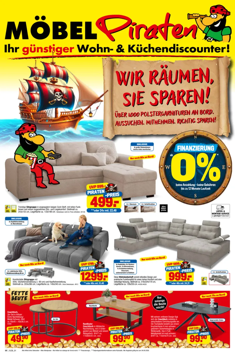 Möbelpiraten Prospekt vom 22.08.2026, Seite 1