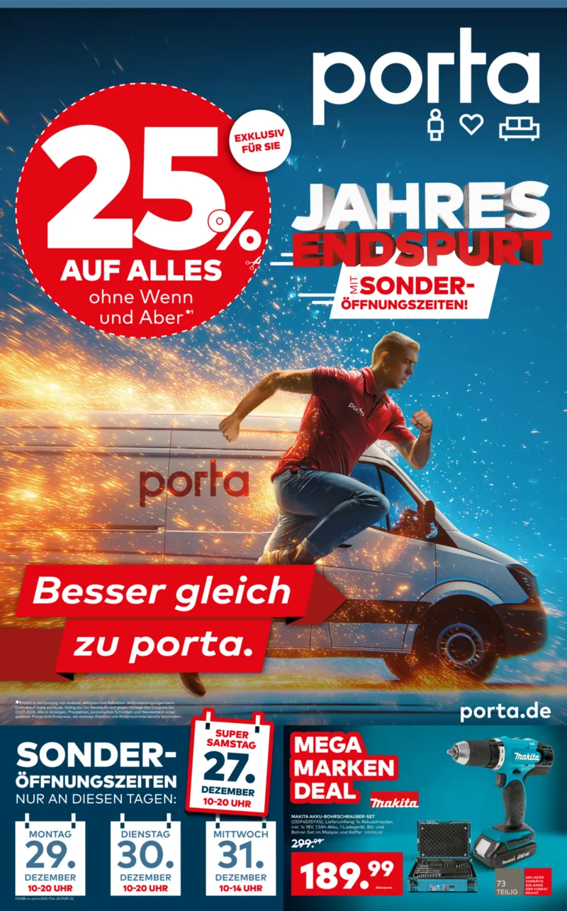 porta Möbel Prospekt vom 22.12.2025, Seite 1